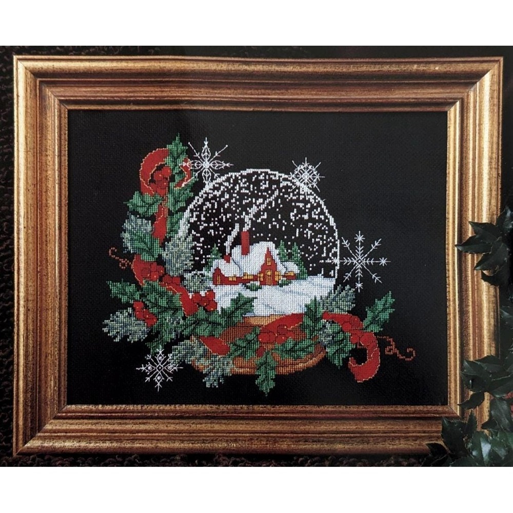 Butterick Counted Cross Stitch Kit Christmas Classics Snow Globe No. 1936 11x14"